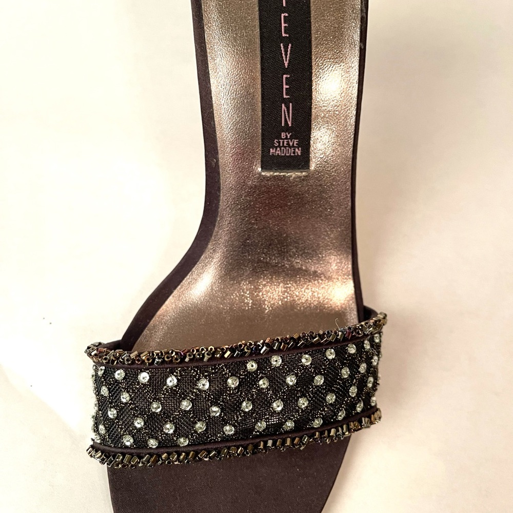 STEVEN by STEVE MADDEN black rhinestone and net heels - Picture 5 of 13